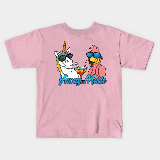 Vacay Mode Funny Cartoon Celebration Kids T-Shirt by Mandra